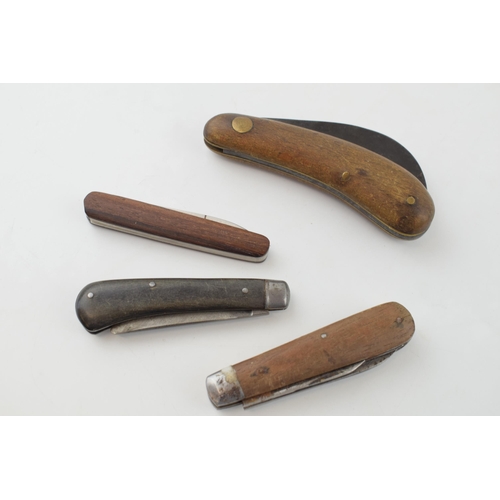 518 - A collection of wooden handled pocket knives to include good examples by Joseph Rodgers, Taylors Eye... 