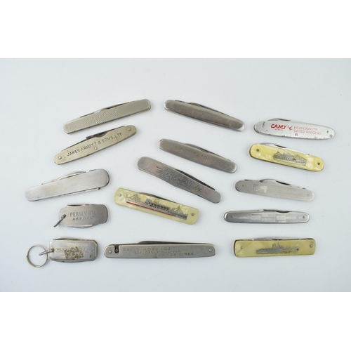 521 - A collection of vintage advertising pocket knives by Sheffield makers including T. Turner, John Watt... 