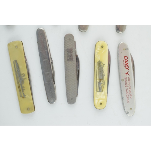 521 - A collection of vintage advertising pocket knives by Sheffield makers including T. Turner, John Watt... 