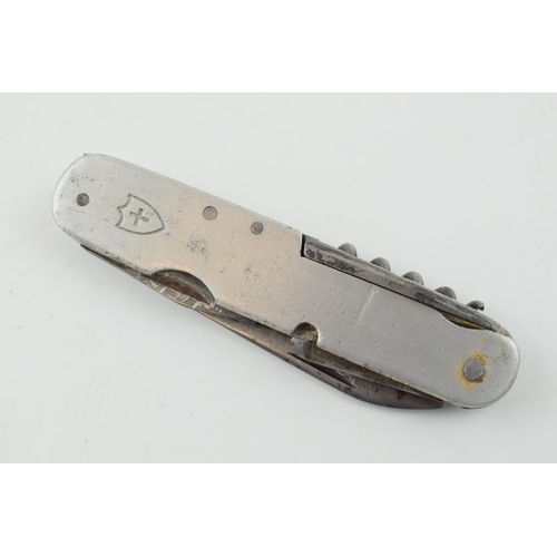 523 - An example of an early multi tool Swiss Army Knife style pen knife with aluminium case, Length 10.5c... 