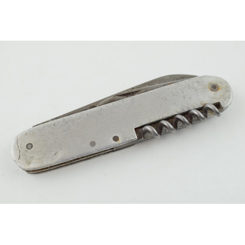 523 - An example of an early multi tool Swiss Army Knife style pen knife with aluminium case, Length 10.5c... 