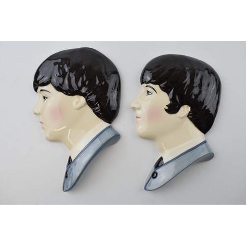 124 - Moorland Pottery Beatles face wall plaques: Lennon and McCartney (2).