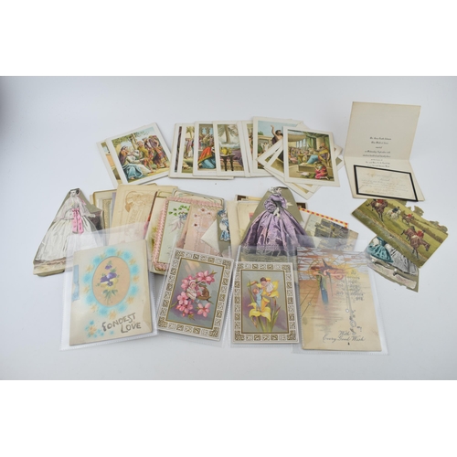 444A - A collection of vintage greeting cards and scraps including 42 biblical scenes, including one hand p... 