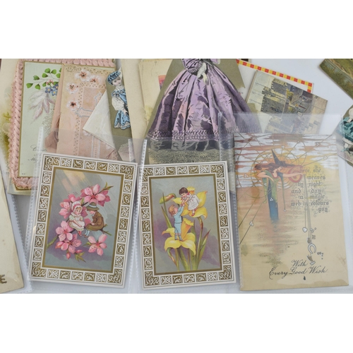 444A - A collection of vintage greeting cards and scraps including 42 biblical scenes, including one hand p... 