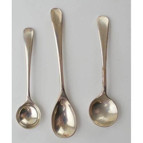 314I - A trio of silver spoons to include  salt spoons and a mustard spoon, 12.7 grams.