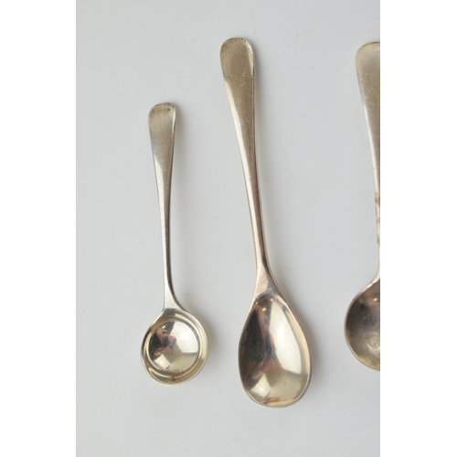 314I - A trio of silver spoons to include  salt spoons and a mustard spoon, 12.7 grams.