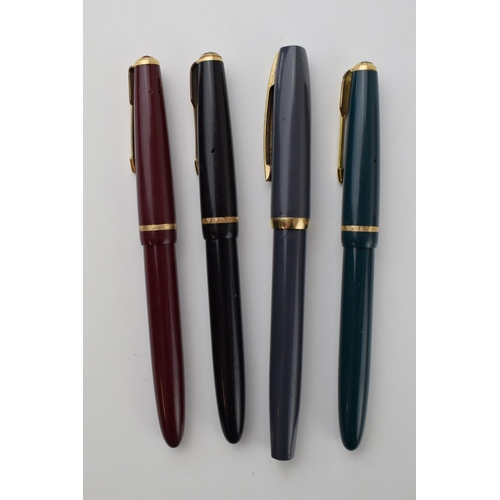 329A - A collection of three vintage Parker fountain pen, with 14k gold nibs, with a Sheaffer example (4).