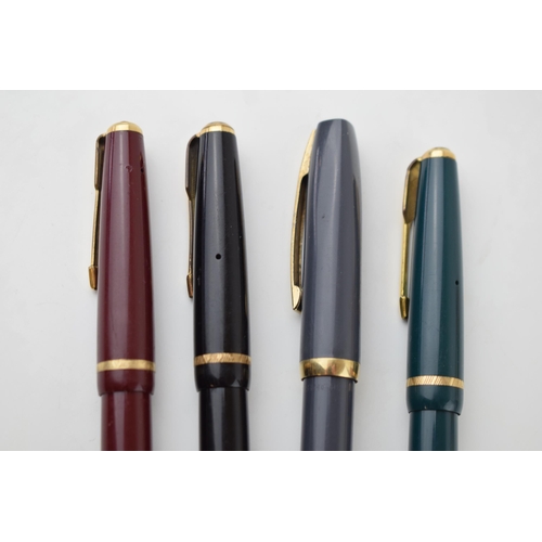 329A - A collection of three vintage Parker fountain pen, with 14k gold nibs, with a Sheaffer example (4).