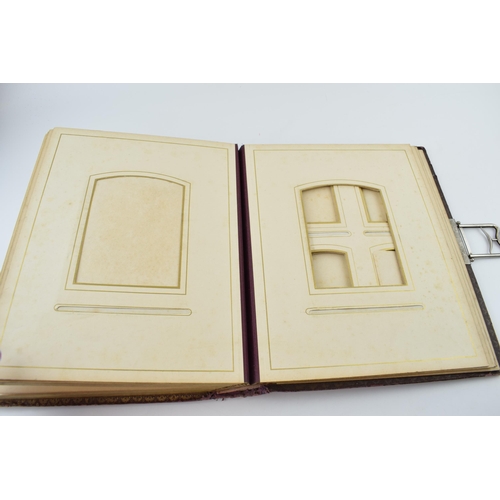 445A - Early 20th century leather bound photo album with some period photos and wedding photos (circa 1/3 f... 