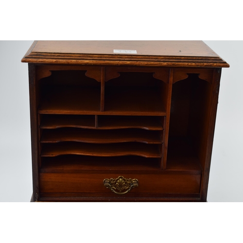 470A - Edwardian stationary box and writing slope, in the form of a purdonium, fitted interior, 33cm tall.