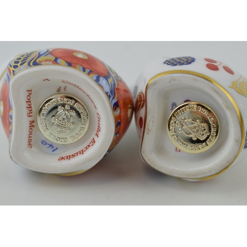 22 - Two Royal Crown Derby paperweights, Harvest Mouse, date code for 1988 (LI), decorated with fruit mot... 