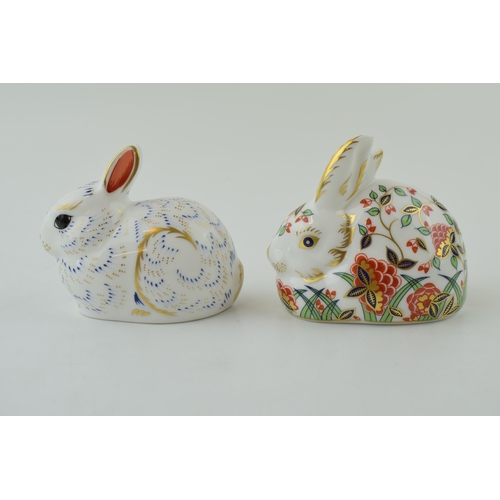 26 - Two Royal Crown Derby paperweights, Meadow Rabbit and Bunny, both Collectors Guild Exclusives, gold ... 