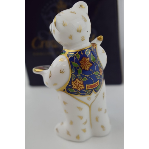 27 - Royal Crown Derby miniature bear, The Artist Claude (8.5cm), red printed marks to the base, boxed.