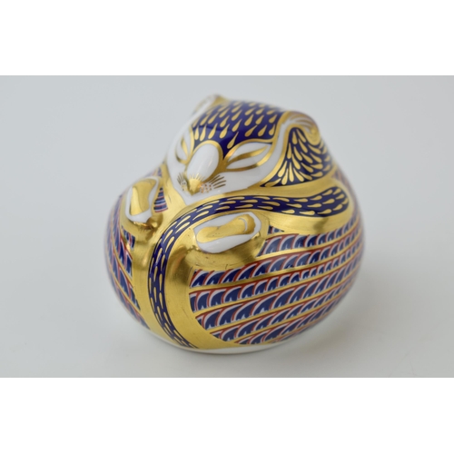 33 - Royal Crown Derby paperweight, Collectors Guild Exclusive Imari Dormouse, with gold stopper and red ... 