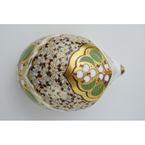 40 - Royal Crown Derby paperweight, Snowberry Hedgehog, red printed marks on the base, gold stopper, boxe... 