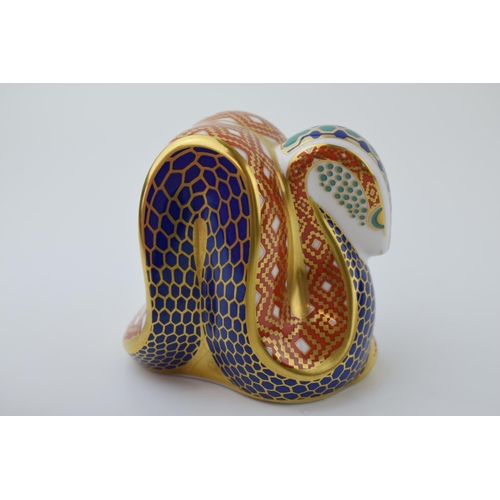 48 - Royal Crown Derby paperweight, Snake, modelled by Robert Jefferson and decorated by Jo Ledger, red R... 