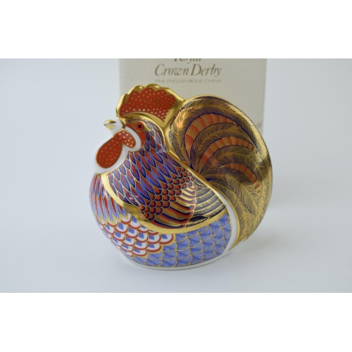 61 - Royal Crown Derby paperweight, Cockerel, 9.5cm high, date code for 1993 (LVI), gold stopper, Royal C... 