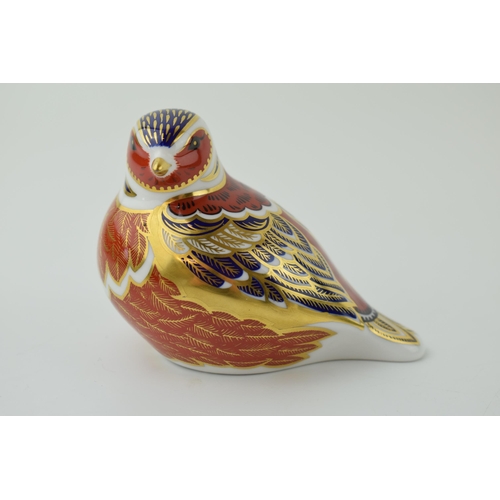 69 - Royal Crown Derby paperweight, Chaffinch, date code for 1989 (LII), gold  stopper and red Royal Crow... 