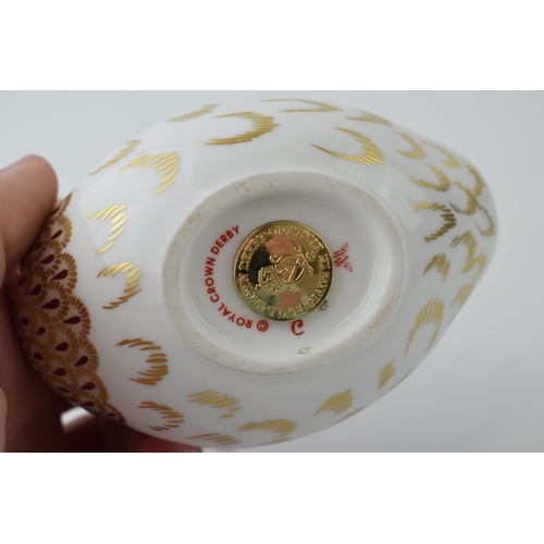 75 - Royal Crown Derby paperweight, Dappled Quail, gold stopper and red printed marks.