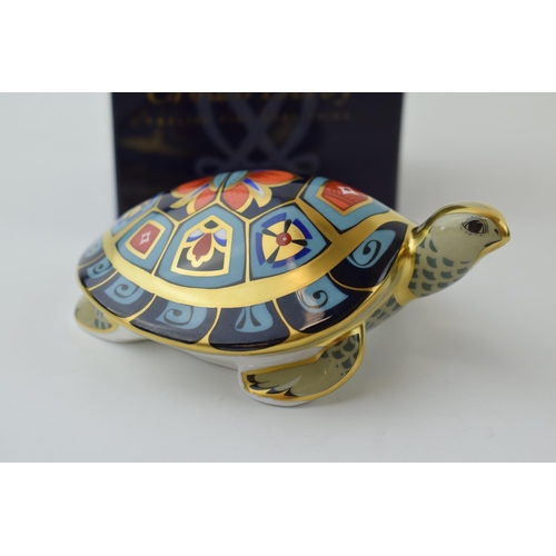 79 - Royal Crown Derby paperweight, Terrapin, 10cm long, gold signature edition commissioned by The Guild... 