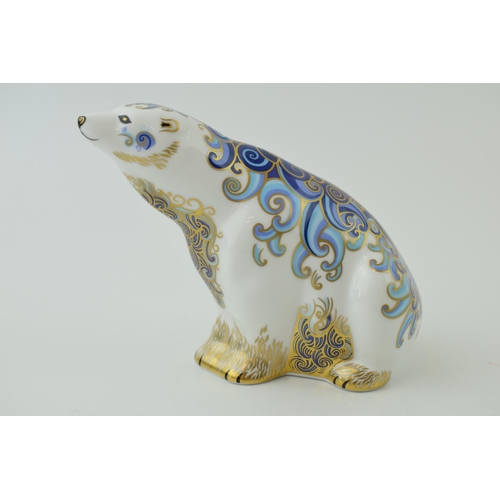 Royal Crown Derby paperweight, Polar Bear, 12cm high, dated 2005 (MMV), gold stopper, red printed marks and Royal Crown Derby stamp on the base.