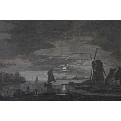 318 - Moonlight, Boydell after Van Bosman. Print.  40cm x 27cm.