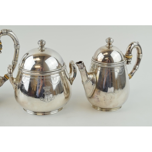 564 - A silver plated Italian military coffee set, circa 1938, to include a coffee pot, a hot water jug, a... 