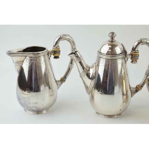 564 - A silver plated Italian military coffee set, circa 1938, to include a coffee pot, a hot water jug, a... 