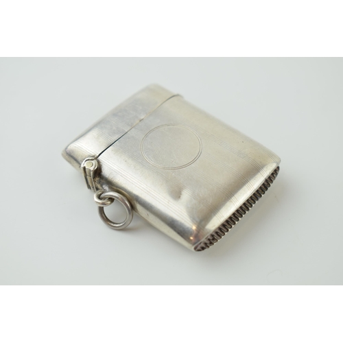 572 - Hallmarked silver vesta case, vacant cartouche, Birmingham 1914, 26.8 grams.