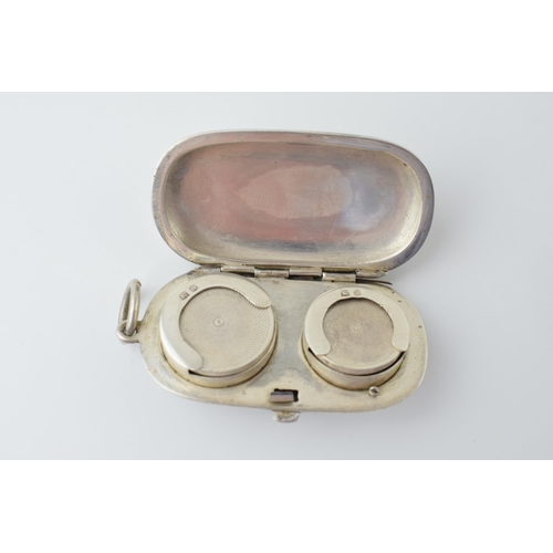 577 - Hallmarked silver sovereign and half sovereign case, working springs, Birmingham 1938, 43.5g.