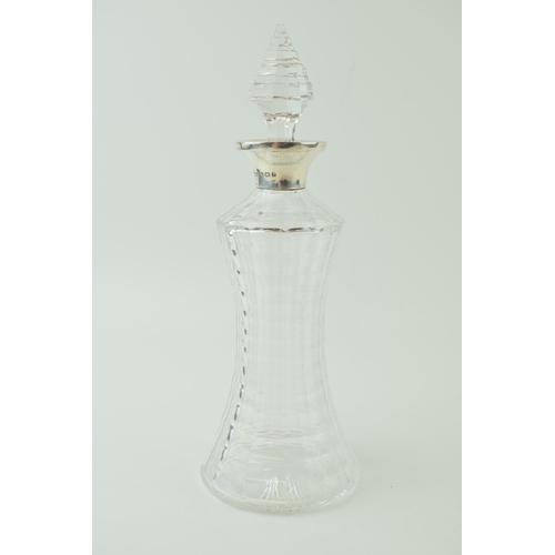 615 - Large silver and cut glass perfume bottle / decanter, Birmingham 1908, 24cm tall.