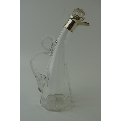 618 - Victorian silver and glass vinegar / oil bottle, Chester 1896, King and Sons, 22cm tall.