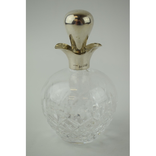 622 - Silver and glass perfume flask, Birmingham 1898, H Matthews, 13cm tall.