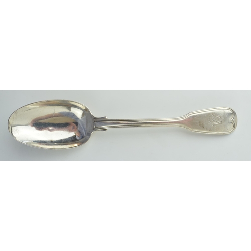 627 - Georgian silver table spoon, fiddle and thread, makers mark for Paul Storr, London 1819, 85.8g, 21cm... 