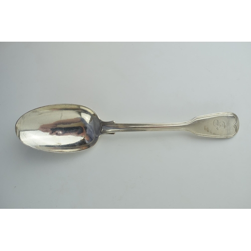 627 - Georgian silver table spoon, fiddle and thread, makers mark for Paul Storr, London 1819, 85.8g, 21cm... 