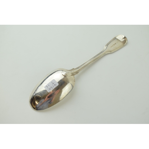 627 - Georgian silver table spoon, fiddle and thread, makers mark for Paul Storr, London 1819, 85.8g, 21cm... 