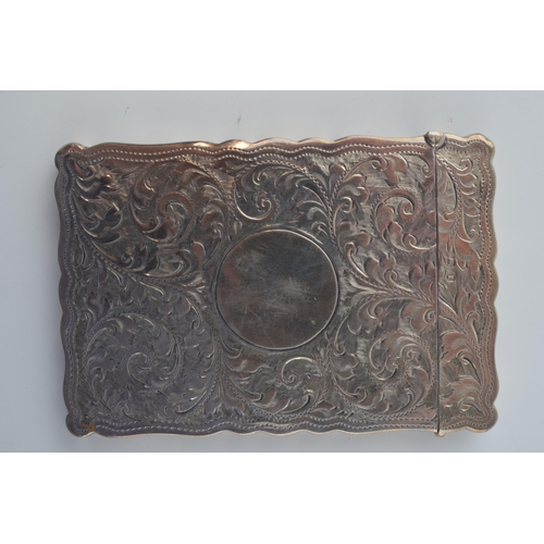 641 - Silver card case with vacant cartouche, 58.0g, Birmingham 1910.