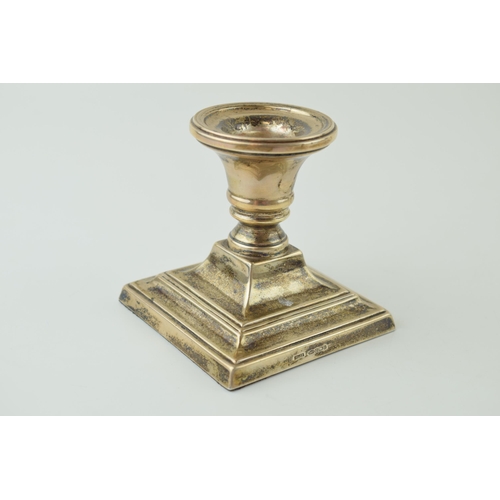 654 - Silver loaded square candlestick, 7.5cm wide, Birmingham 1998.