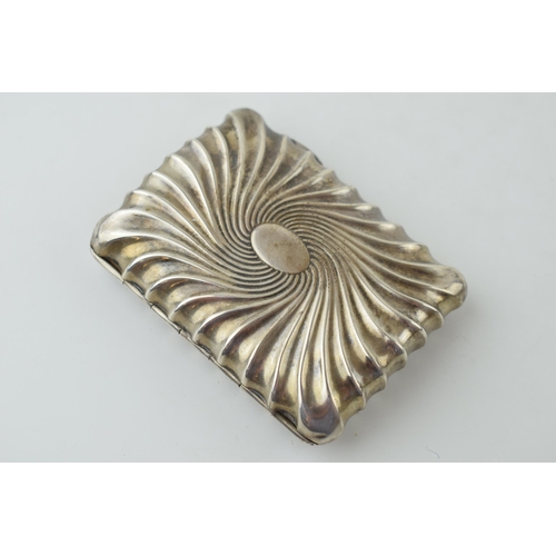 655 - Silver ornate cigarette case, with ribbed design, 55.6g, Birmingham 1915.