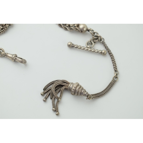 664 - Silver albertina pocket watch chain, 21.0g, 29cm long.