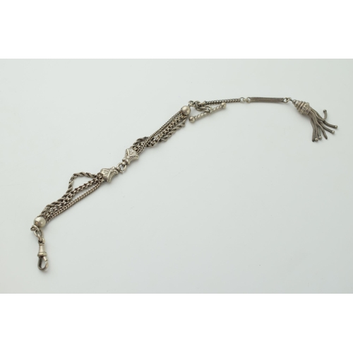 664 - Silver albertina pocket watch chain, 21.0g, 29cm long.