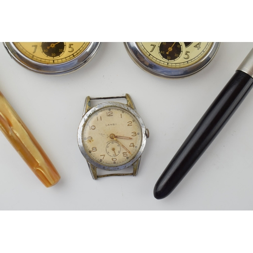 674 - Ingersoll Pocket watch (2) Landi Wristwatch Waterman Parker Gold Nib Fountain Pen