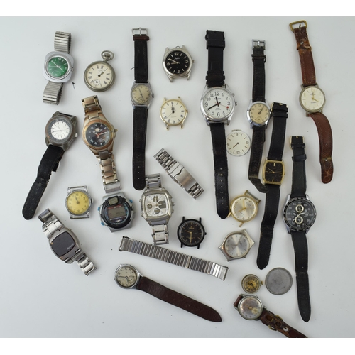 677 - A collection of vintage watches for spares or repairs to include pocket watches and wristwatches, to... 