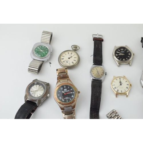 677 - A collection of vintage watches for spares or repairs to include pocket watches and wristwatches, to... 