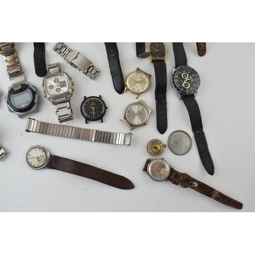 677 - A collection of vintage watches for spares or repairs to include pocket watches and wristwatches, to... 