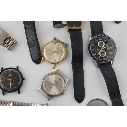 677 - A collection of vintage watches for spares or repairs to include pocket watches and wristwatches, to... 