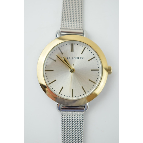 678 - Laura Ashley ladies wristwatch. Quartz movement with original metal bracelet. Case diameter 38mm