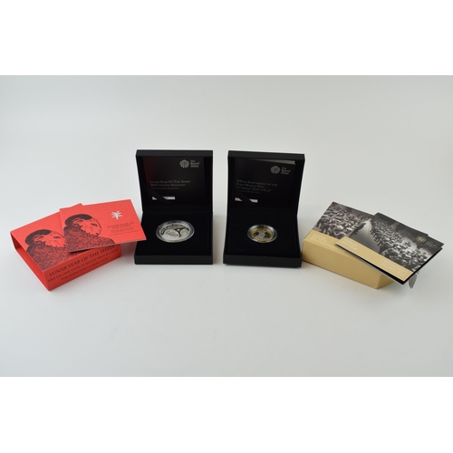 682 - Boxed Royal Mint One Ounce Silver Proof Coin Lunar Year of the Sheep with a boxed Silver Proof Piedf... 