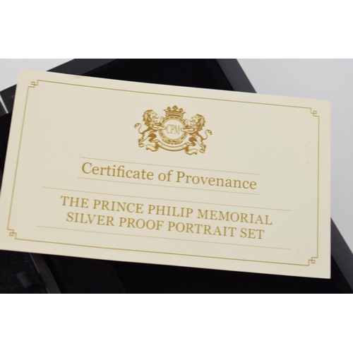 691 - Boxed The Prince Philip Memorial Silver Proof Portrait set, to include six silver proof coins, with ... 