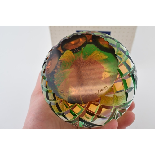 106 - Boxed Caithness glass paperweight 'Rapture', large, 11.5cm wide.